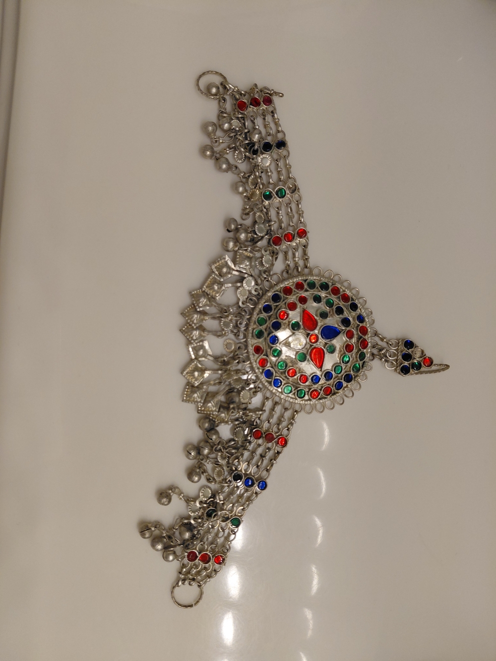 Multicolor Tribal Silver Tone Statement Bracelet